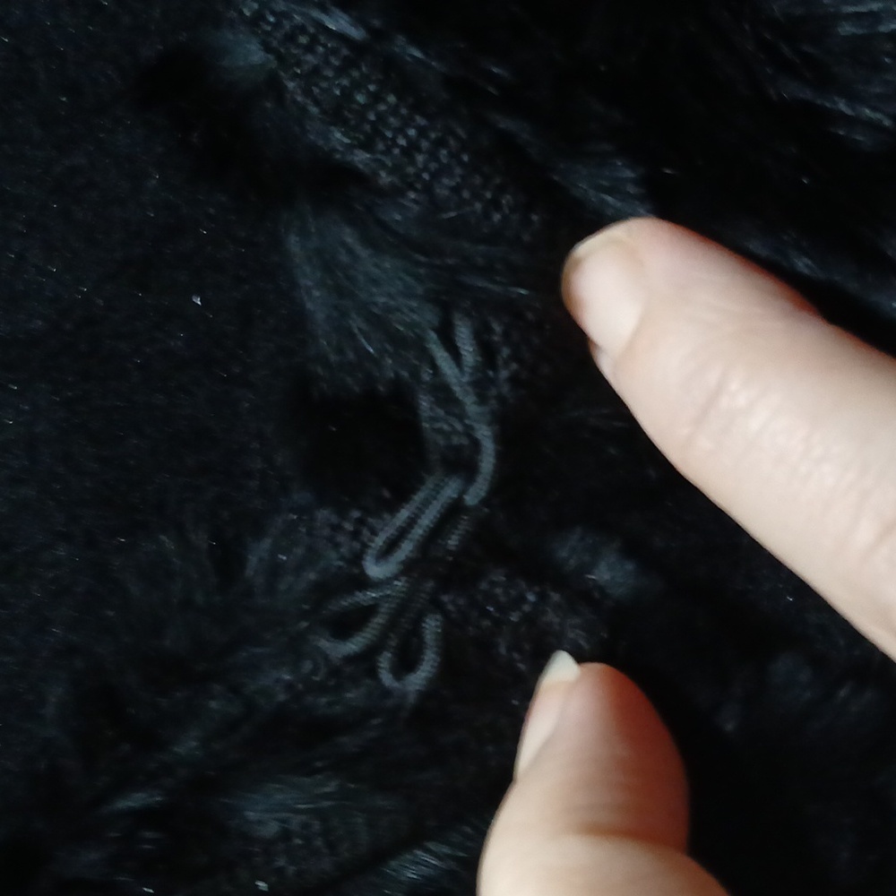 🖤 Adrienne Landau Real Rabbit Fur Knit Jacket Black Soft Mobwife Whimsigoth L - Picture 13 of 13